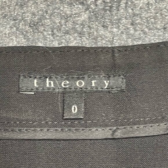 Theory Womens A Line Skirt Black Above Knee Back Slit Stretch Wool Blend Solid 0 - Picture 2 of 7